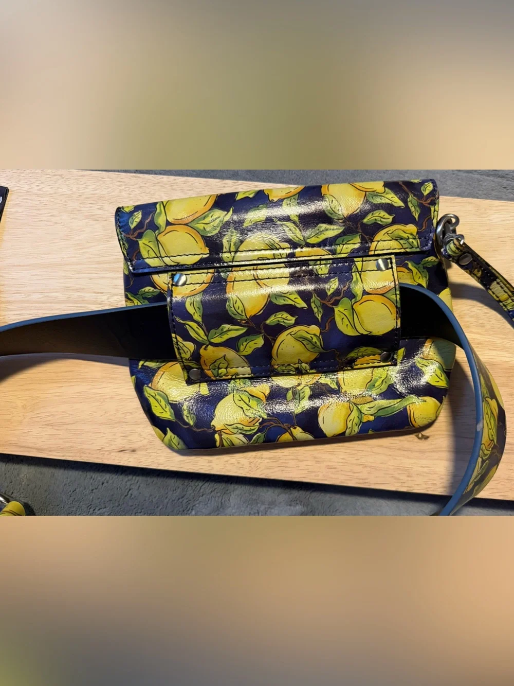 Patricia Nash Navy and Yellow Lemon Print Fanny Pack/wristlet